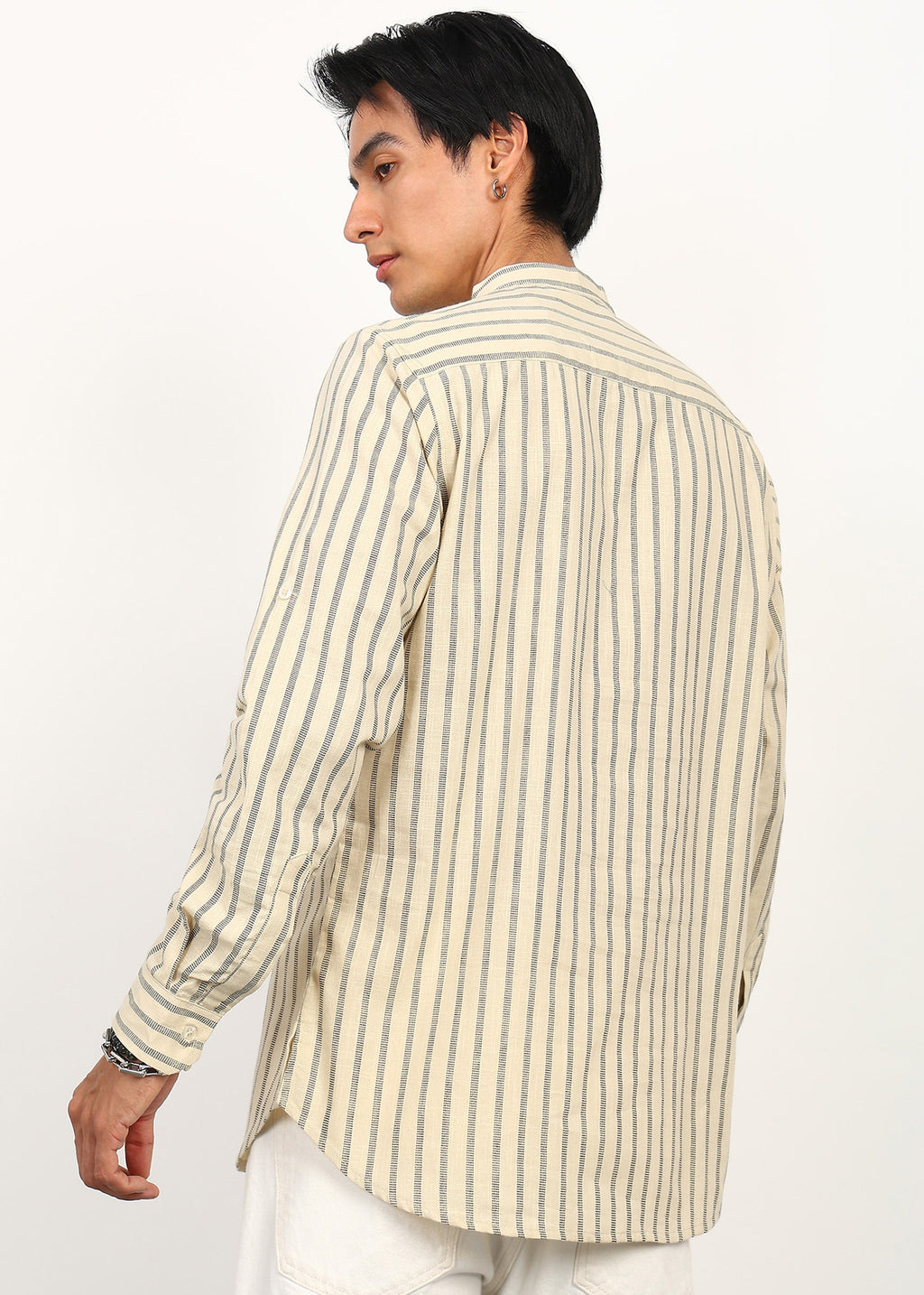 Fabmade Sandline Stripe Linen Kurta
