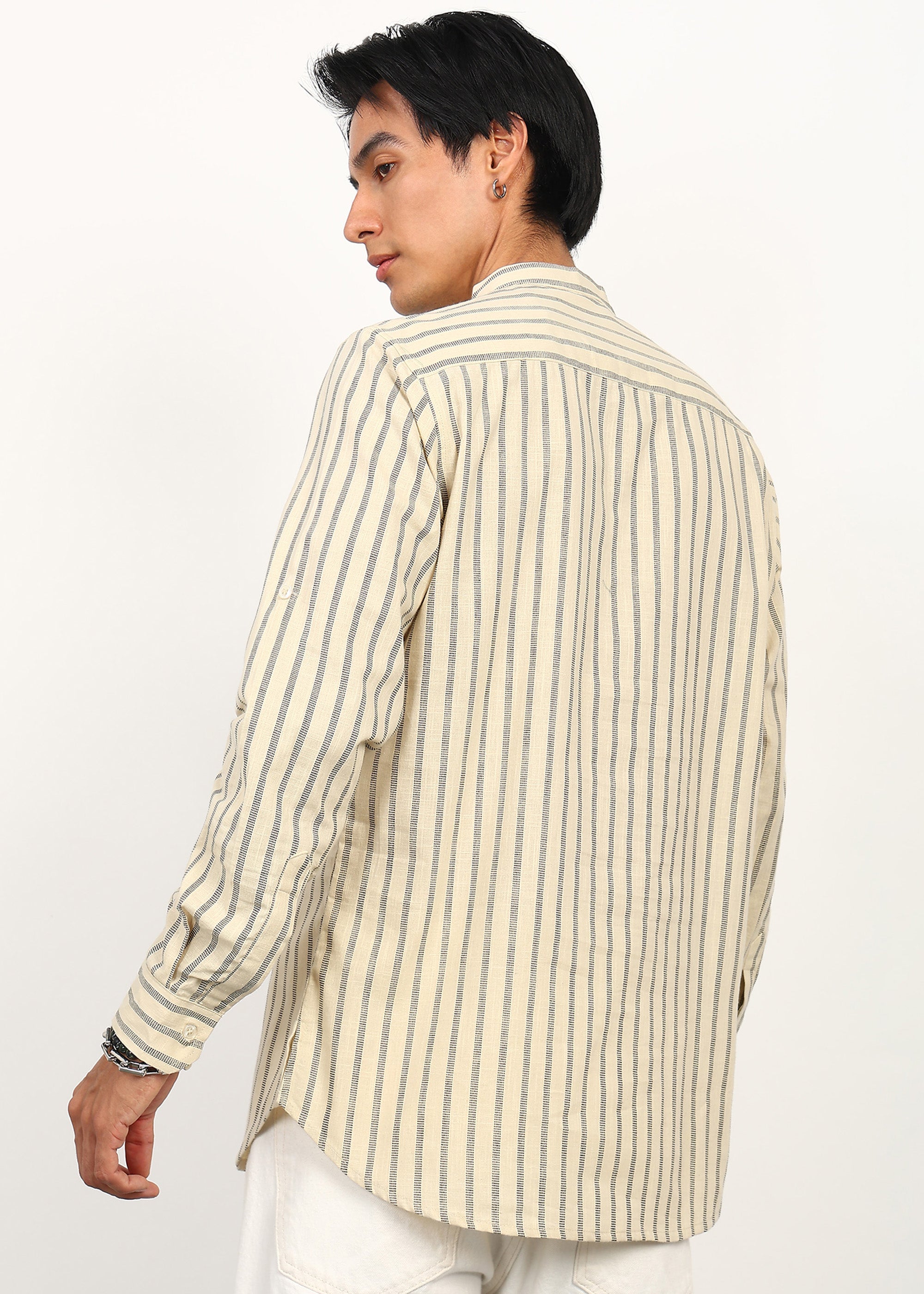 Fabmade Sandline Stripe Linen Kurta