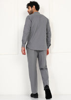 Fabmade Slate Grey Linen Short Kurta Co-Ord Set