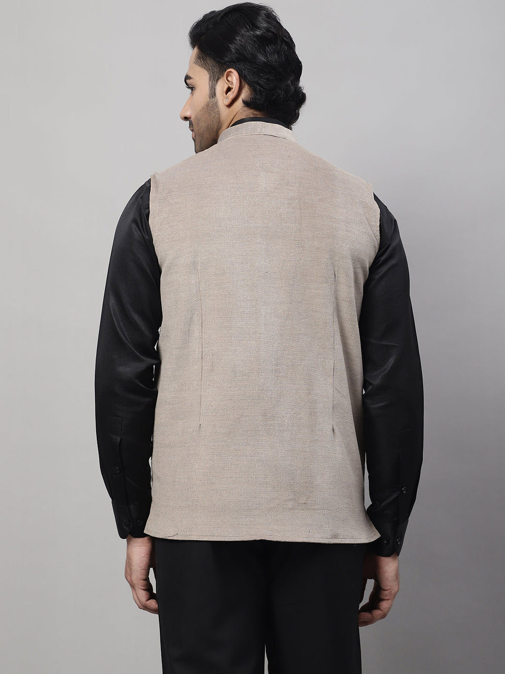 Even Apparels Men's Beige Nehru Jacket With Welt Pockets