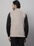 Even Apparels Men's Beige Nehru Jacket With Welt Pockets