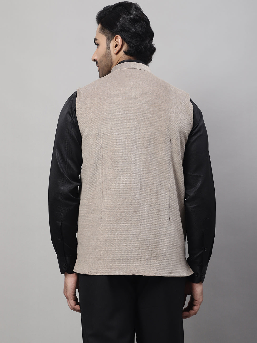 Even Apparels Men's Beige Nehru Jacket With Welt Pockets