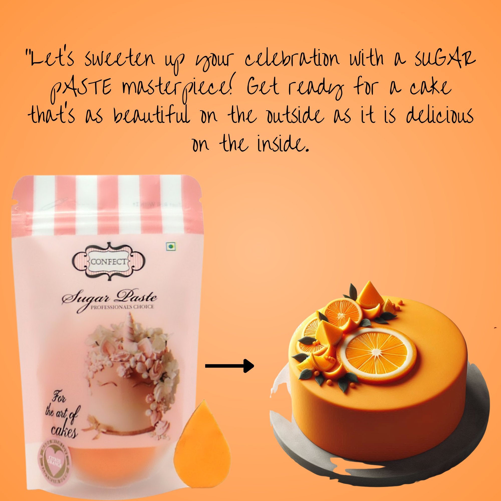 confect citrus orange sugarpaste br b 250 gms b