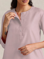 trueBrowns Pink Cotton Blend Short Kurta - Distacart