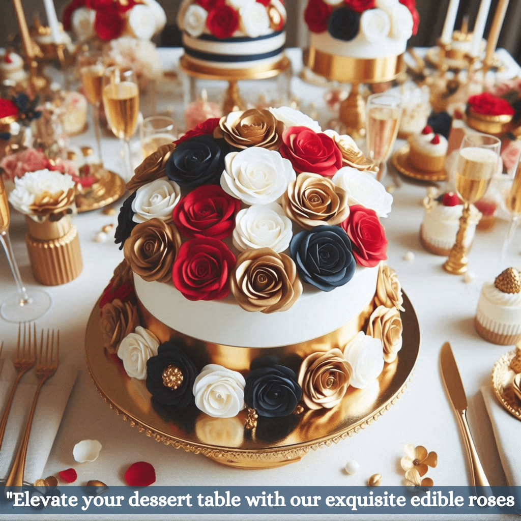 confect edible sugar roses cake toppers for cupcakes doughnut cake decorations pack of 12 j4 roses 03