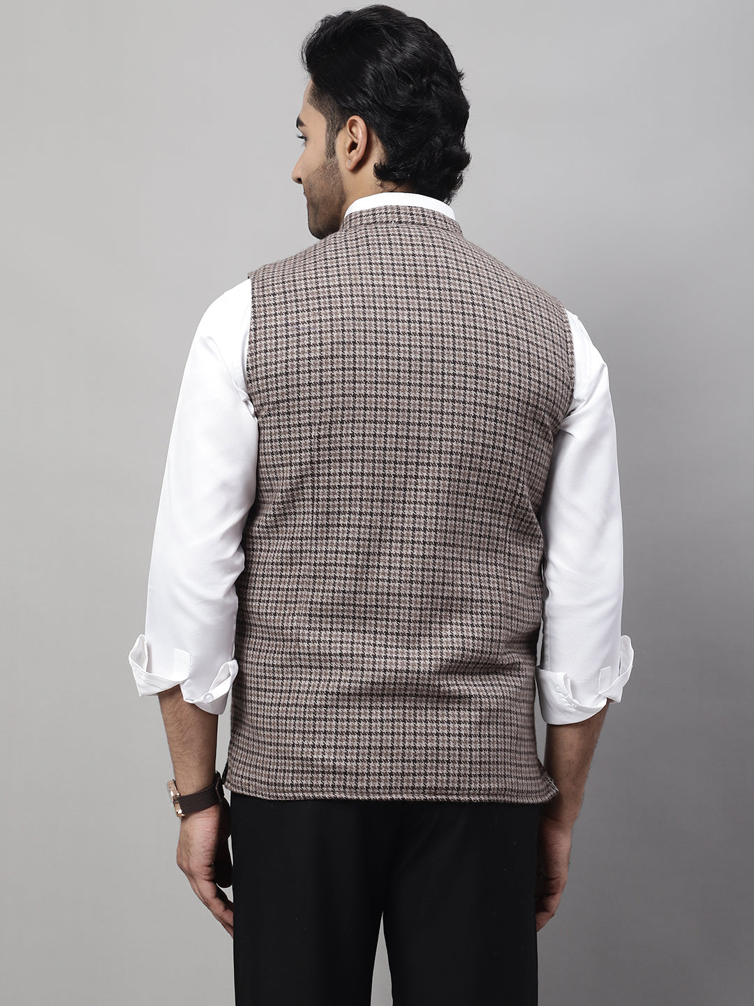 Even Apparels Men's Beige Pure Wool Nehru Jacket