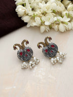 trueBrowns Silver Gold Tone Peacock Stud Earrings - Distacart
