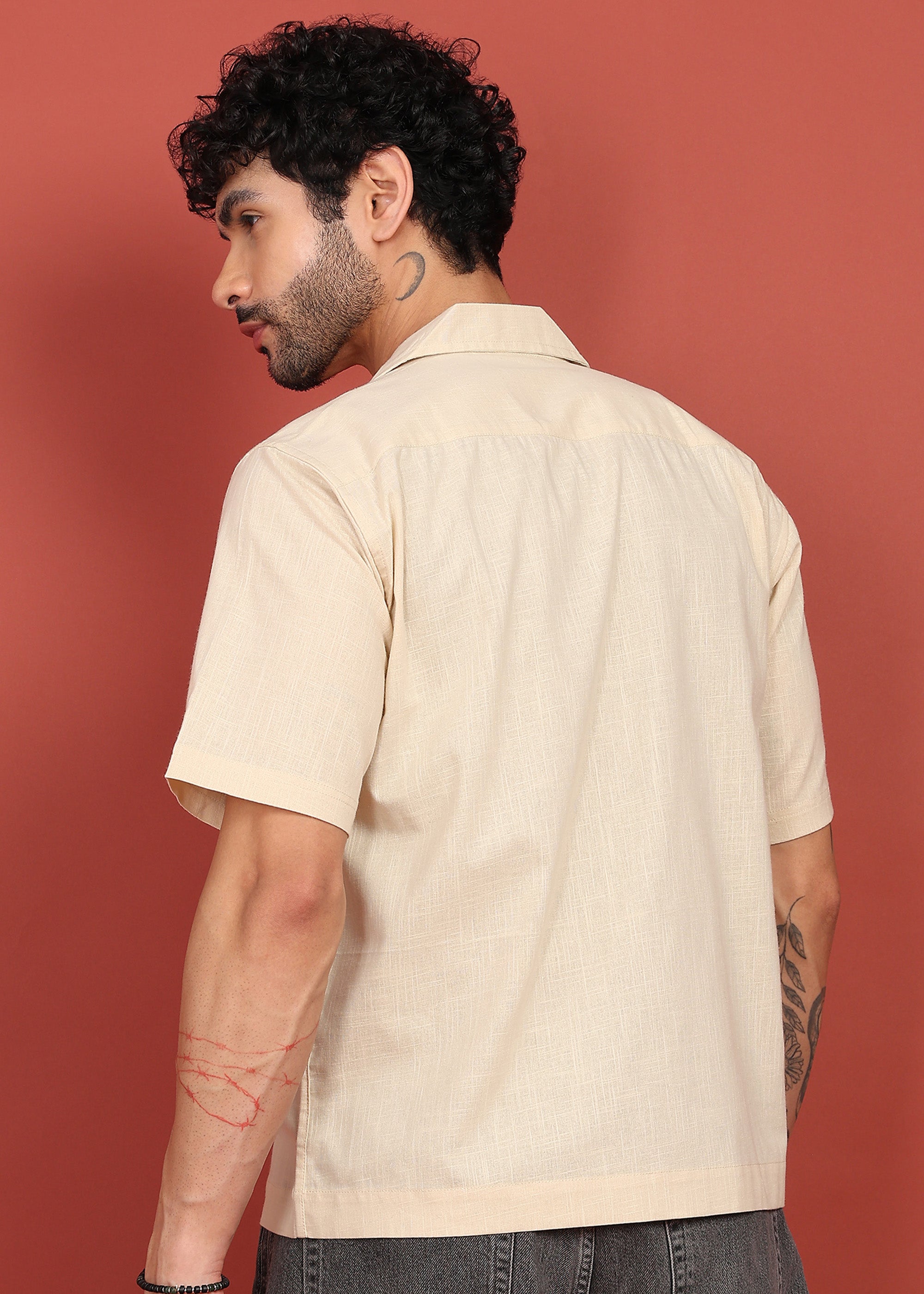 Fabmade Regular Fit Plain Shirt Otago - Beige