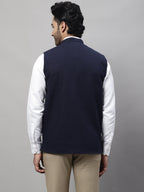 Even Apparels Men's Blue Pure Wool Nehru Jacket