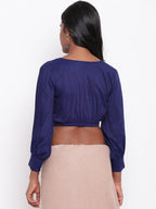trueBrowns Blue Gathered Sleeve Top