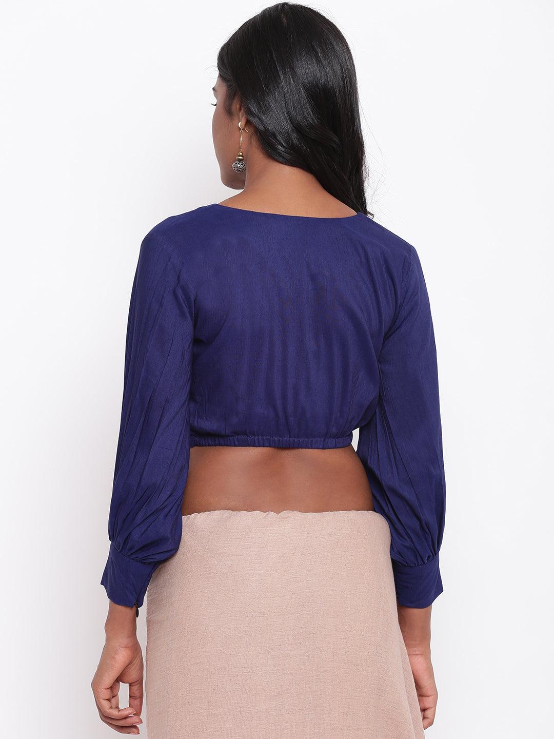 trueBrowns Blue Gathered Sleeve Top