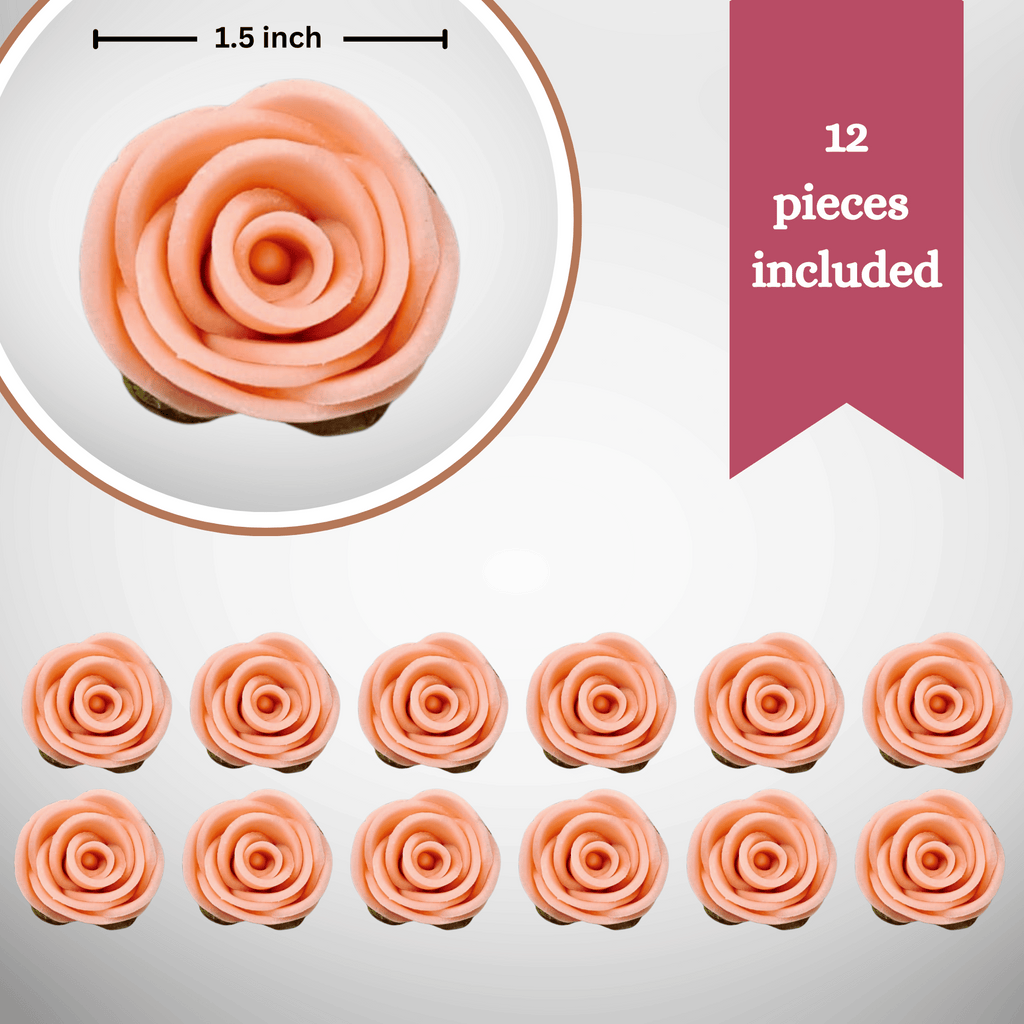 sugar roses for cake cupcake decoration peach 120 gms