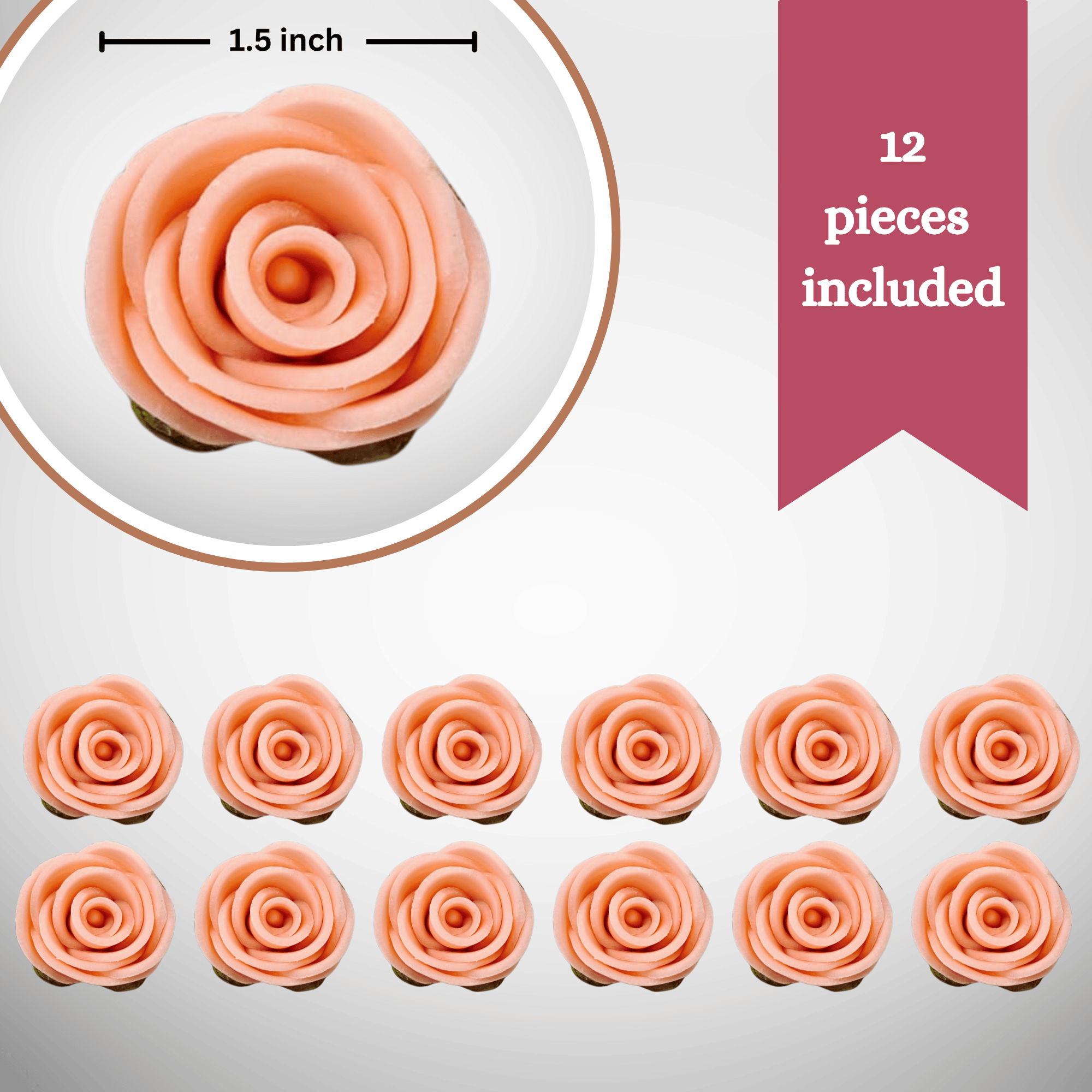 sugar roses for cake cupcake decoration peach 120 gms