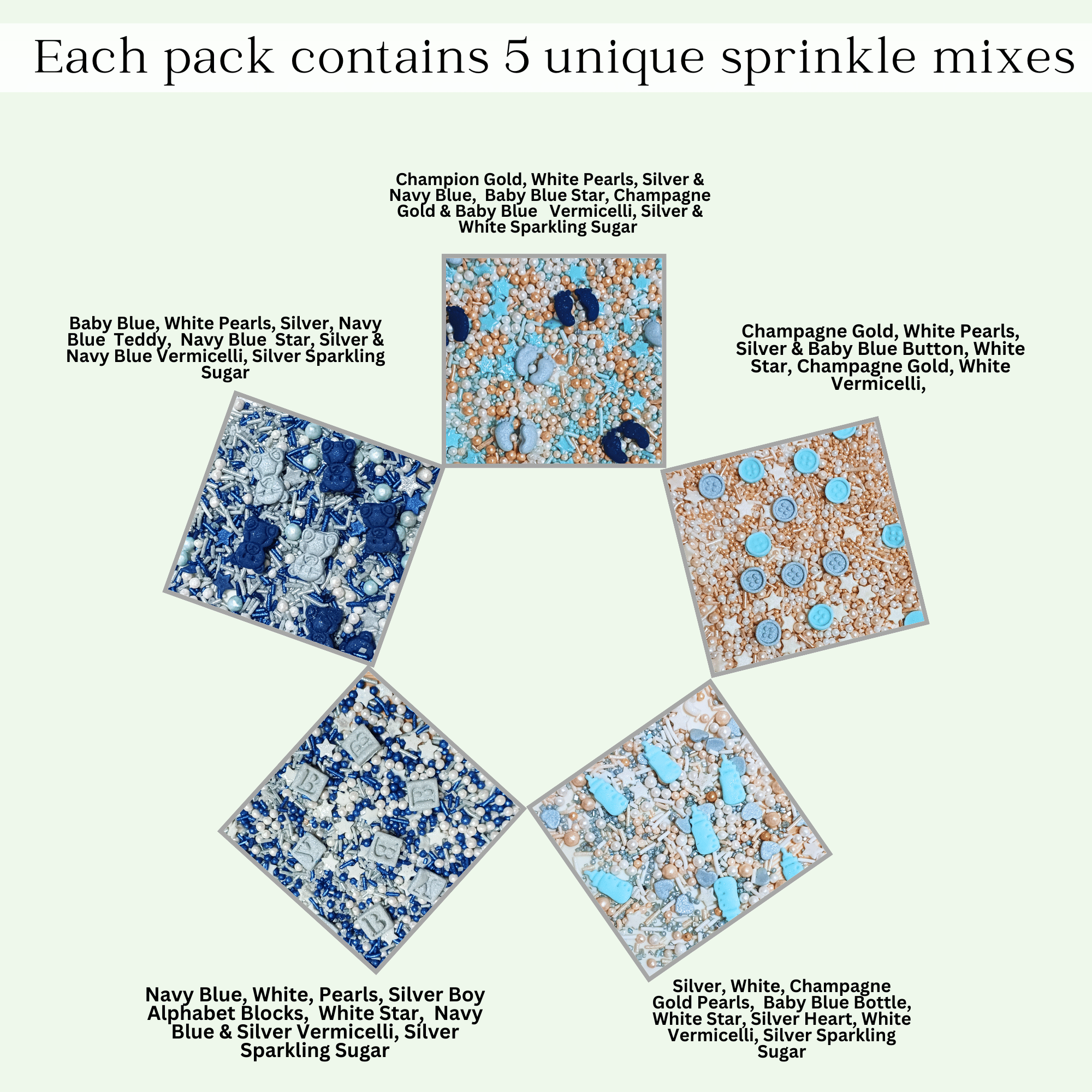 confect boys baby shower sprinkles gender reveal sprinkles birthday sprinkles pack of 5 baby shower 29