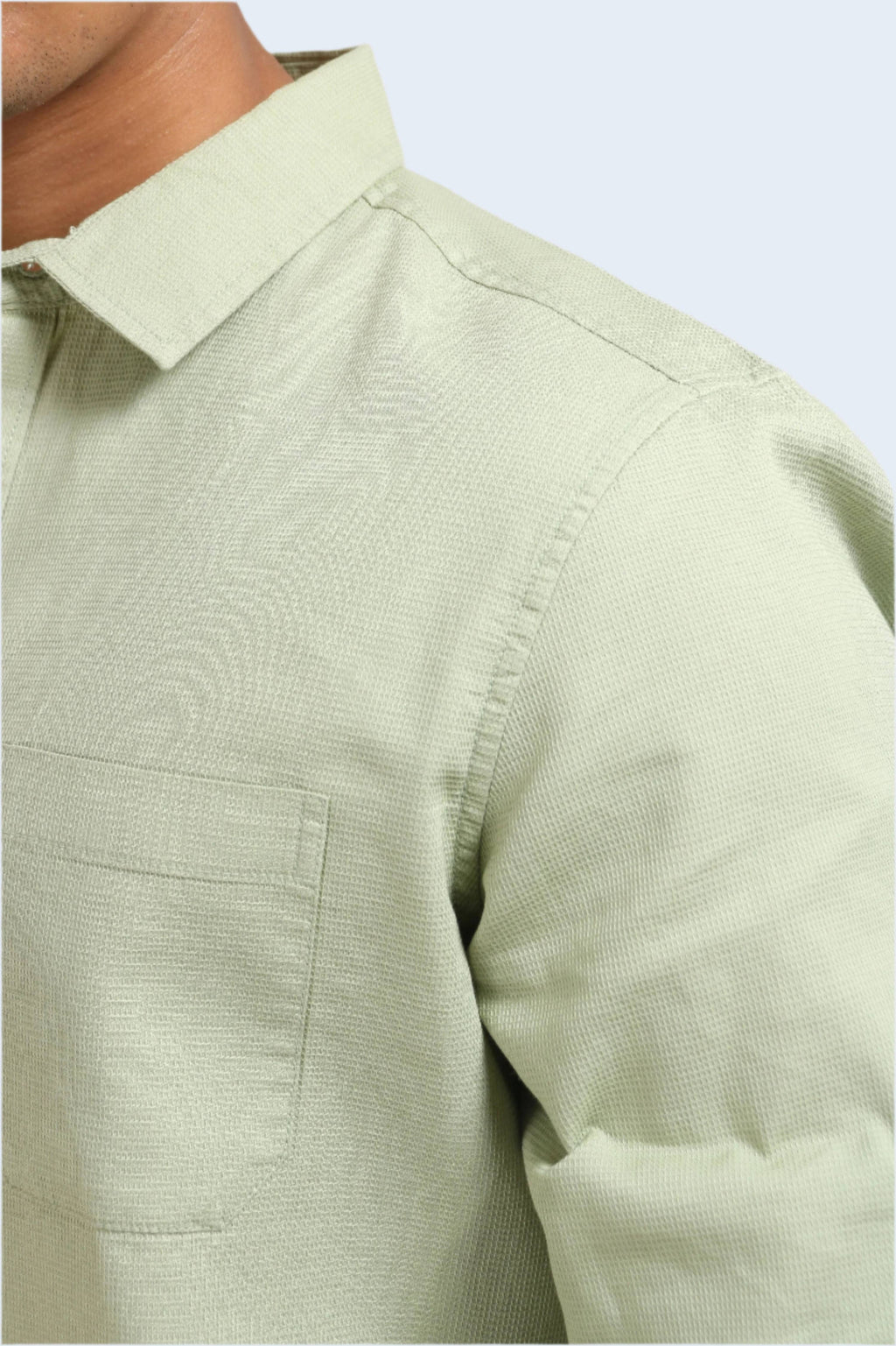 Xkind Pista Green Textured Slim Fit Shirt