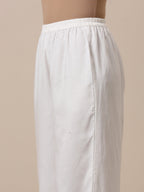 trueBrowns Cotton White Textured Curve Pant