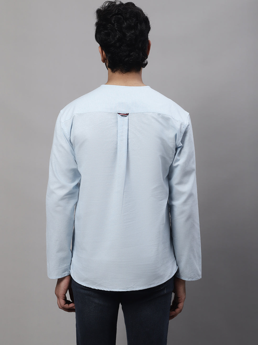 Even Apparels Blue Pure Cotton Open Neck Kurta - Distacart