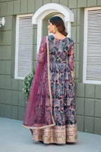 Anaita Grey Tabby Silk Stitched Anarkali Suit With Thread & Sequence Work - Distacart