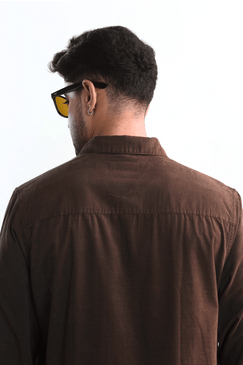 Xkind Men's Mocha Brown Fine Corduroy Regular Fit Shirt