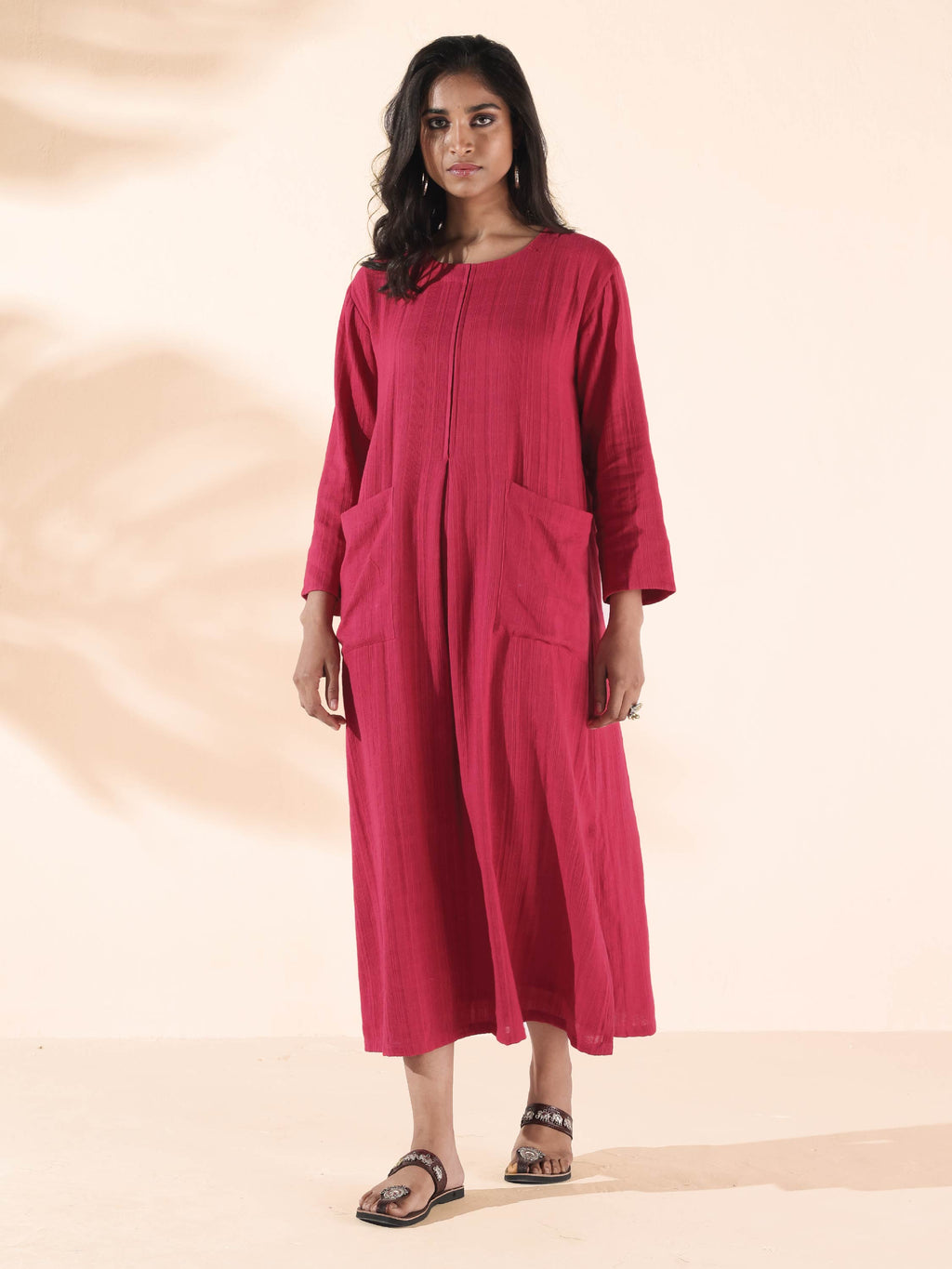trueBrowns Carrot Cotton Dobby Pocket Dress - Distacart