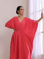 trueBrowns Bright Pink Dobby Kaftan Dress - Distacart