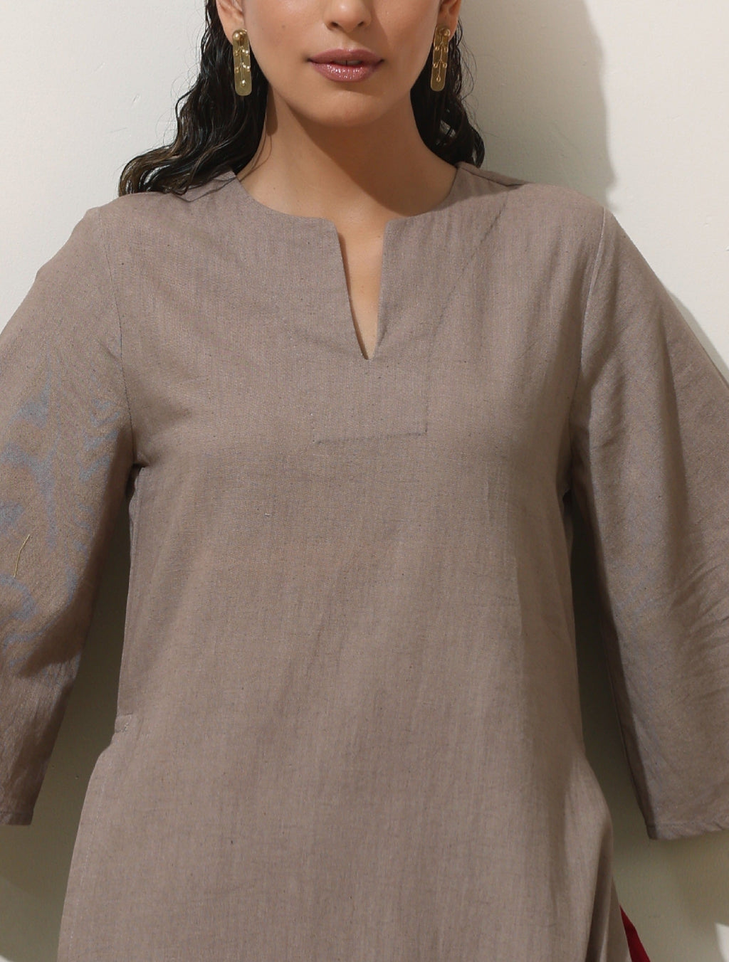 trueBrowns Grey Cotton Linen Kurta Pant Set - Distacart