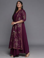 Ahalyaa Plus Size Floral Print Crepe Layered A-line Maxi Ethnic Dress - Distacart