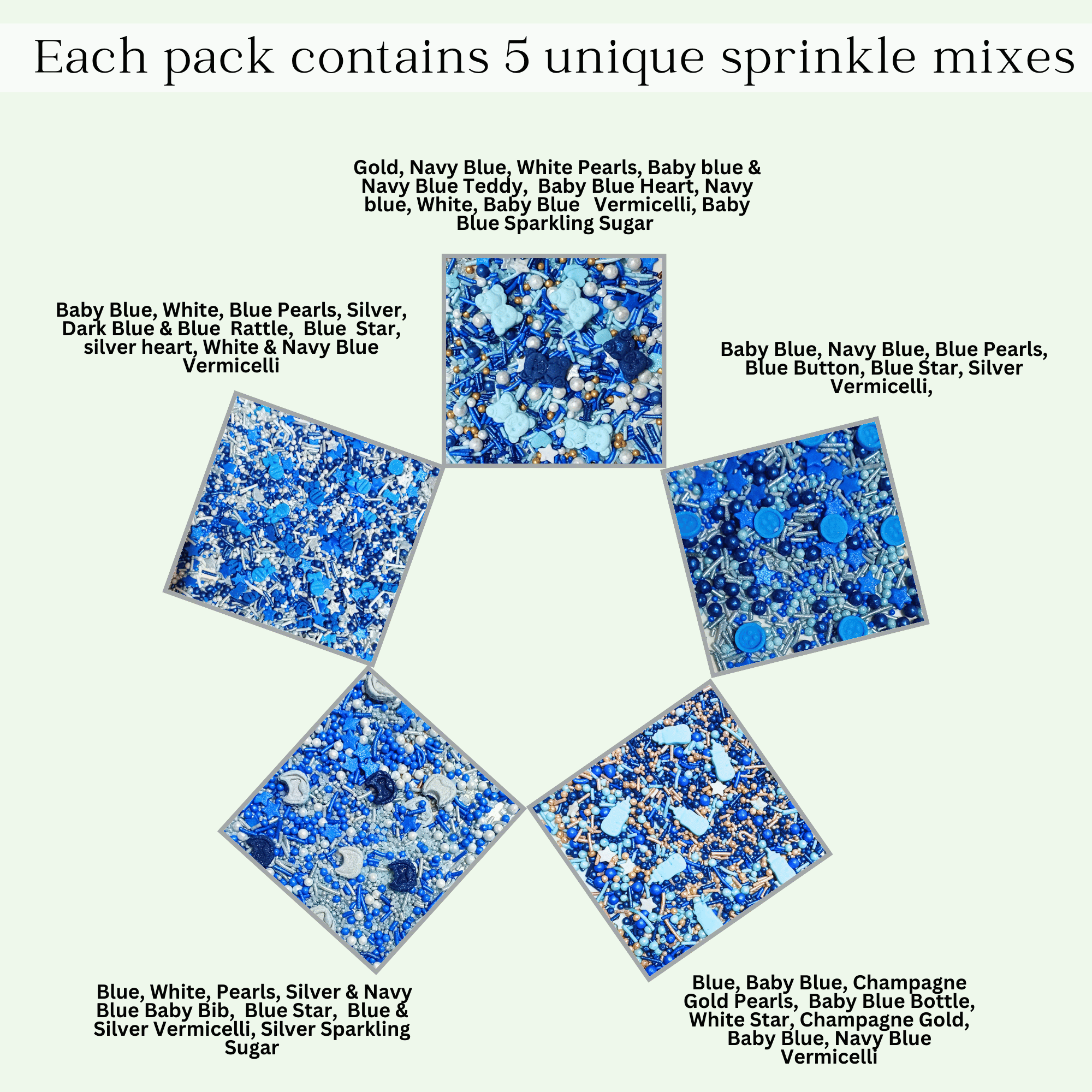 confect boys baby shower sprinkles edible sprinkles assorted pack of 5 baby shower 30