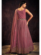 Myra Mauve Real Georgette Designer Gown Style Suit - Distacart