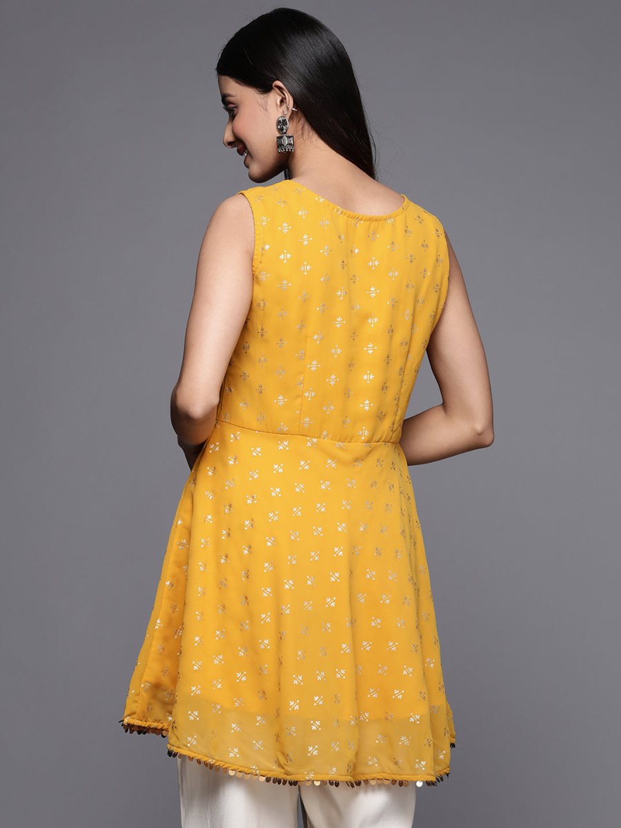 Ahalyaa Boat Neck Printed Embellished Tunic