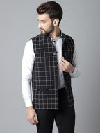 Even Apparels Men's Black Nehru Jacket With Welt Pockets