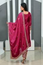 Teeya Creation Rani Color Chinon Silk Heavy Embroidery Work Fully Stitched Salwar Suit - Distacart