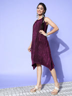 InWeave Women's Wine Pleated Dress - Distacart