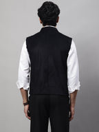 Even Apparels Men's Black Nehru Jacket With Welt Pockets