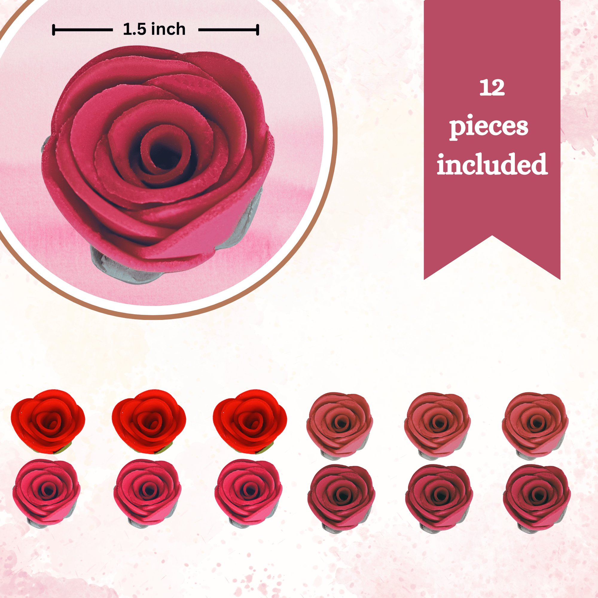 confect sugar roses topper sugar roses for cake decorations cupcakes doughnut edible toppers ombre 2 pack of 12