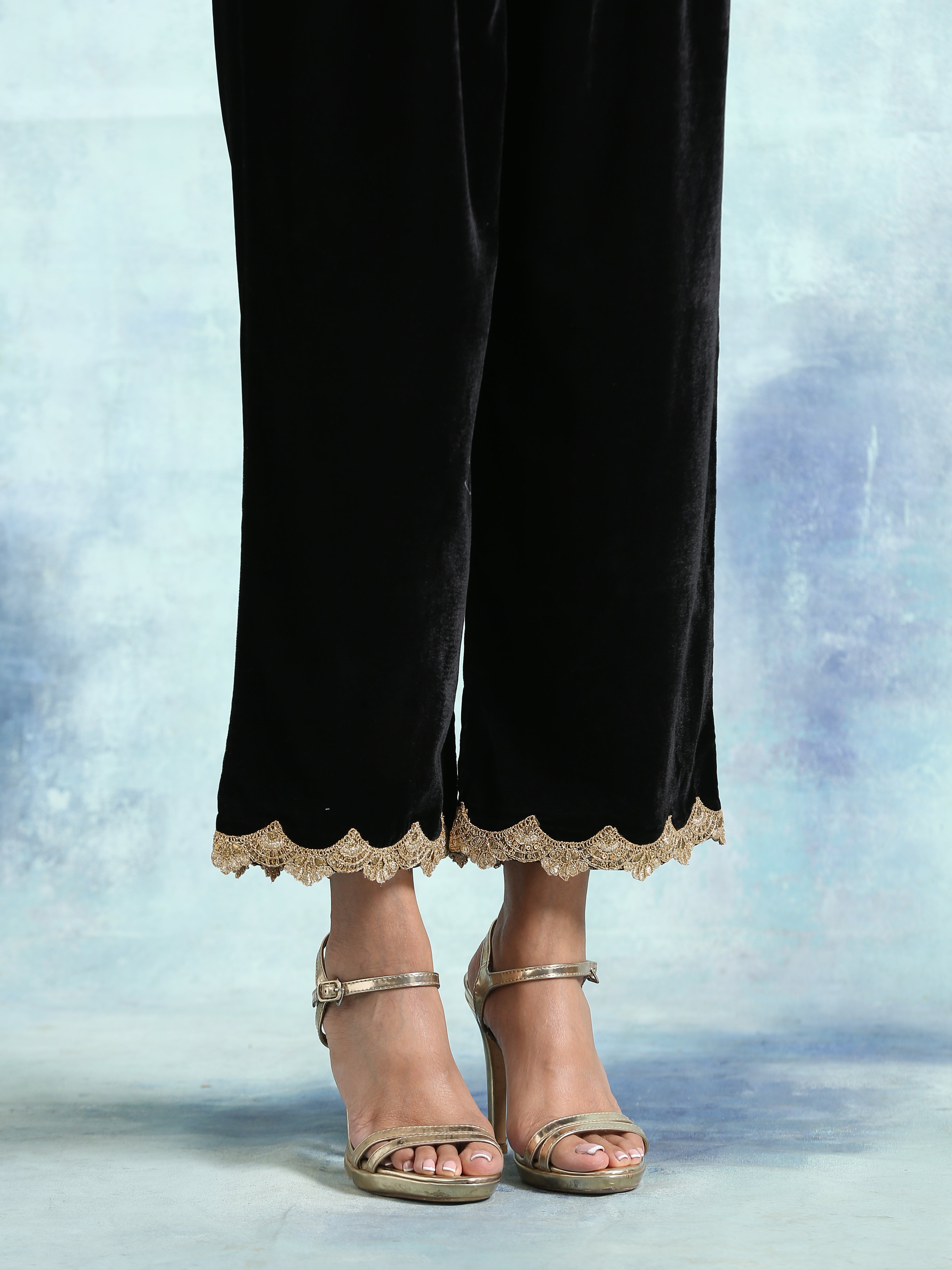 trueBrowns Black Velvet Lace Pant