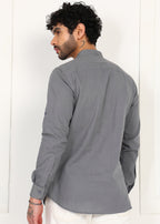 Fabmade Ash Grey Linen Short Kurta