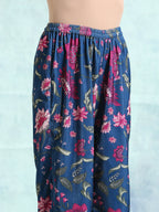 trueBrowns Blue Printed Velvet Pant
