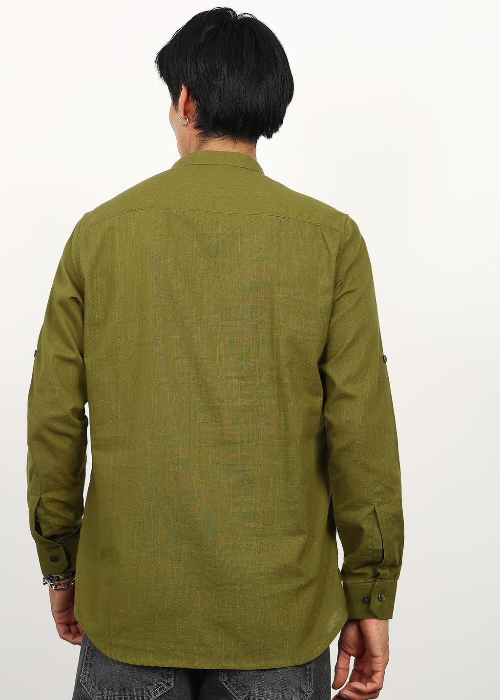 Fabmade Olive Still Linen Kurta