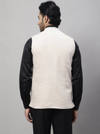 Even Apparels Men's Cream Pure Wool Nehru Jacket