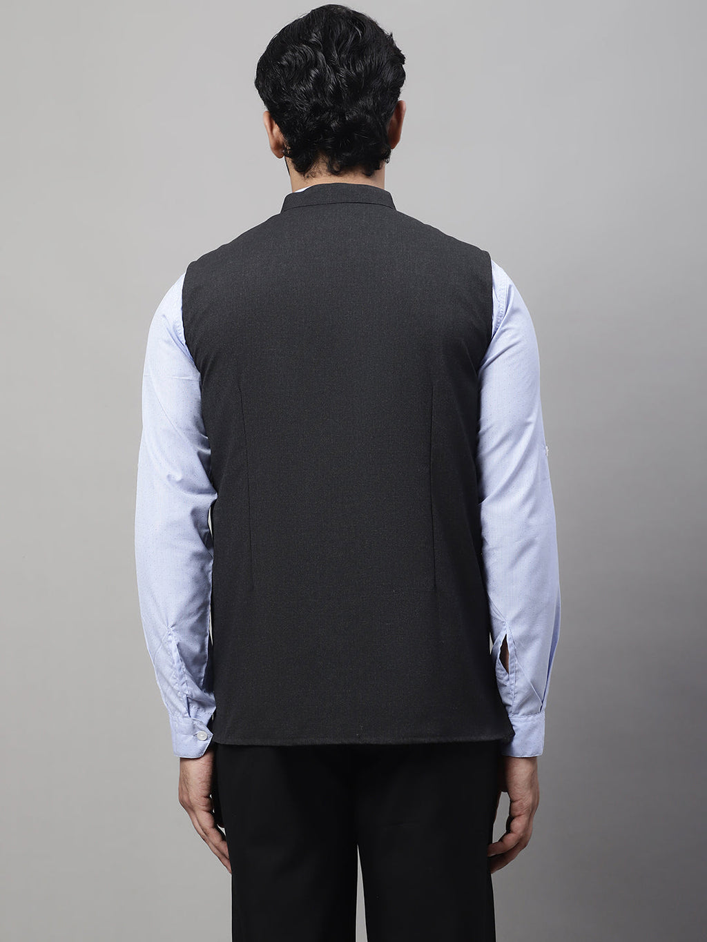 Even Apparels Men's Grey Nehru Jacket With Welt Pockets