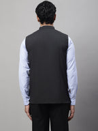 Even Apparels Men's Grey Nehru Jacket With Welt Pockets