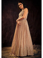 Myra Peach Real Georgette Designer Gown Style Suit - Distacart