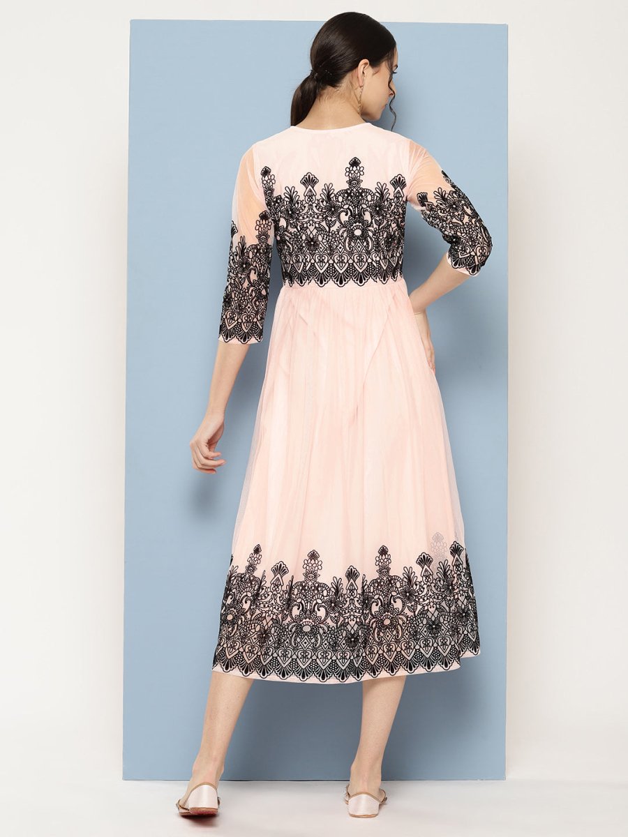 Ahalyaa Ethnic Motifs Printed Midi Empire Dress - Distacart