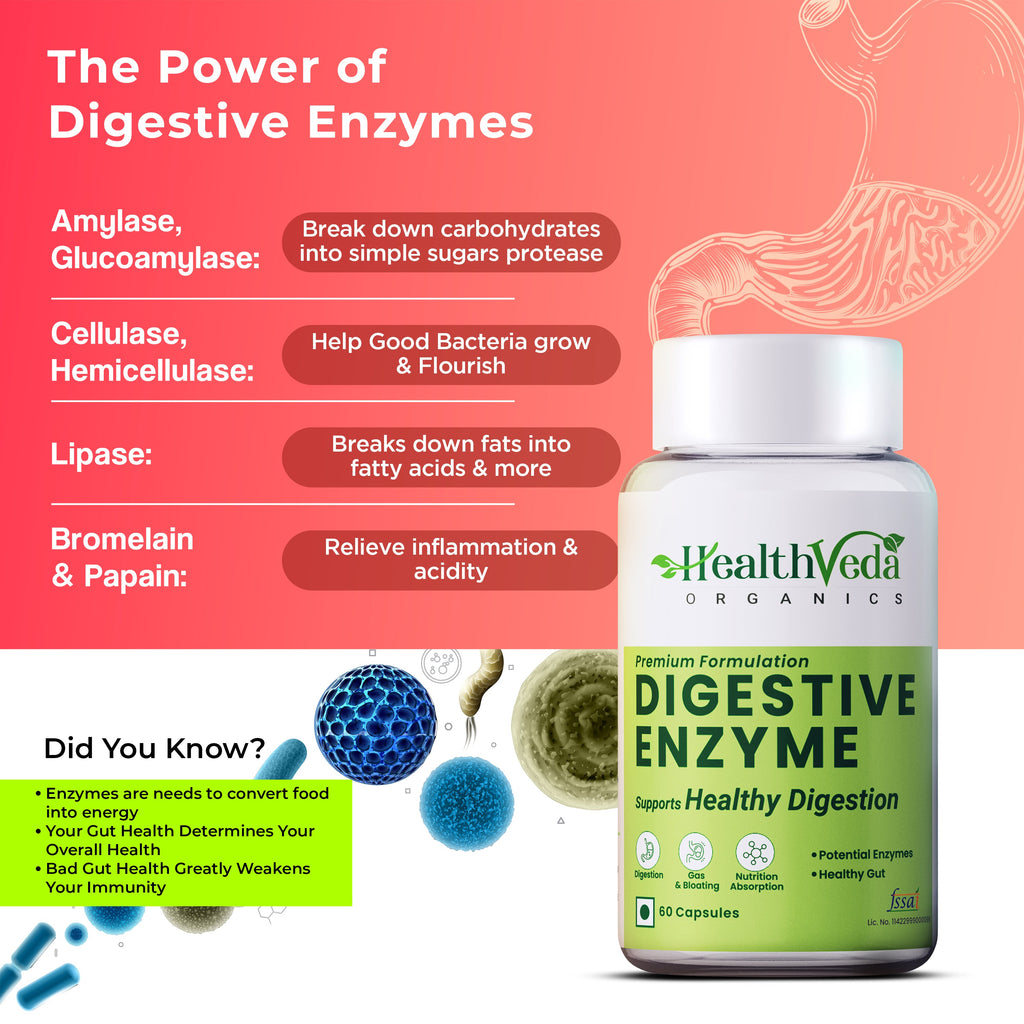 Health Veda Organics Digestive Enzyme Capsules - Distacart
