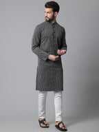 Even Apparels Black Pure Cotton Kurta With Band Collar - Distacart
