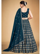Myra Teal Blue Georgette Real Georgette Lehenga Choli