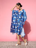 InWeave Women's Ink Blue Indian Bull Print Kaftan - Distacart