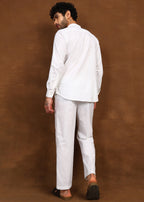 Fabmade Ivory Ease Linen Short Kurta Co-Ord Set