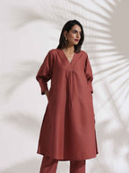 trueBrowns Pink Slub Kurta Set - Distacart